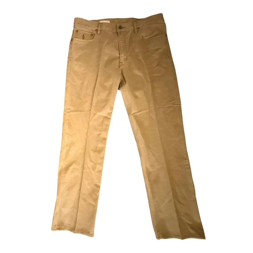 Polo Ralph Lauren Classic 867 Pants Mens 34x32 Tan Khaki Cotton Twill Straight